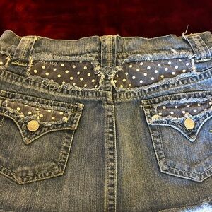 Vintage Blue Jean mini skirt with Polka Dot Details sz medium